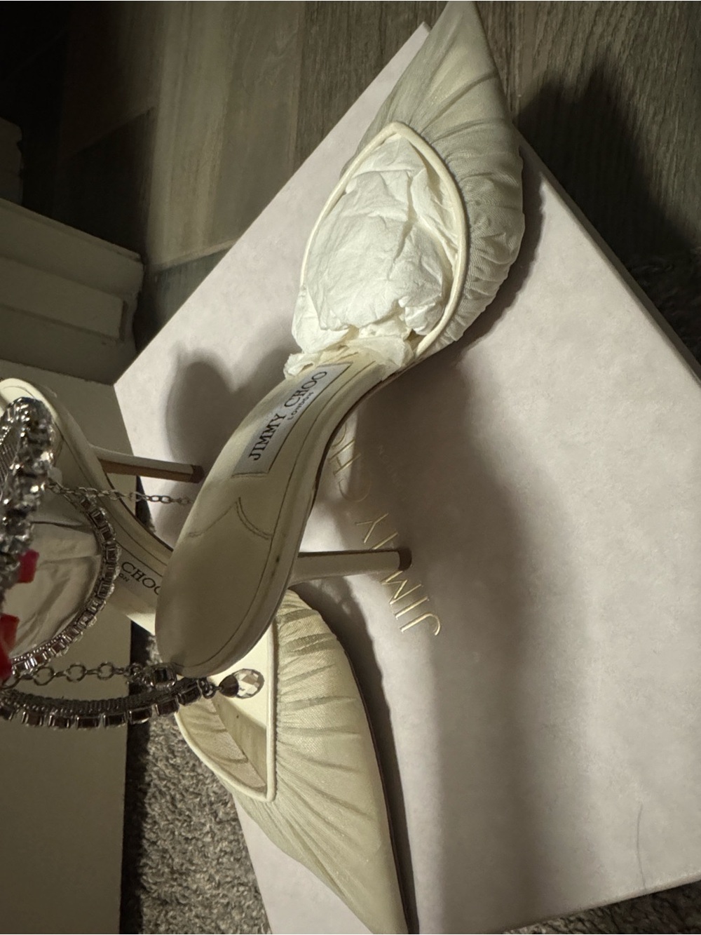 Jimmy Choo Ivory Saeda Tulle heels. - Picture 5 of 9